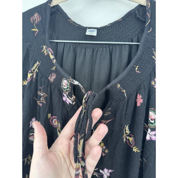 Old Navy Floral Dress Women XXL Black Bohemian Prairie Peasant Cottagecore - Picture 7 of 10